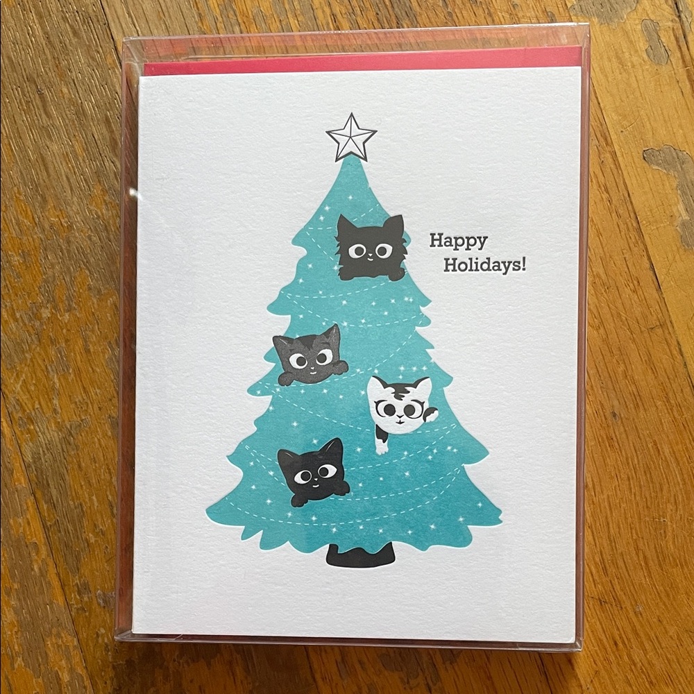 🎄McBitterson's Kittens In The Tree Boxed Set of 6 Cards/6 Red Envelopes